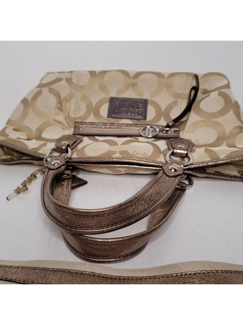 Coach Poppy Champagne Gold Tote Crossbody/Shoulder Bag H1069-16296P